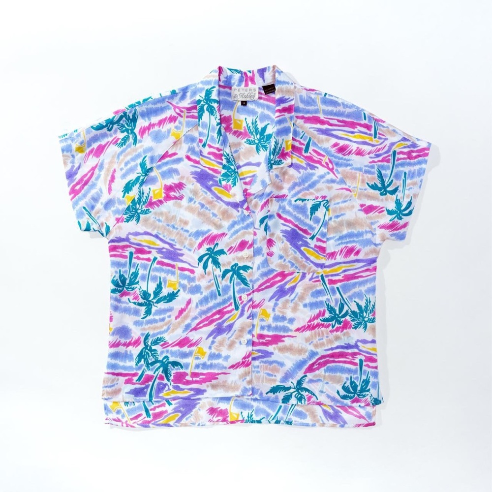 80s Tropical Print Button-Up